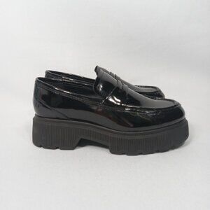 KENNETH COLE New York Women's Mollye Lug Sole Black Penny Loafers Size 7.5